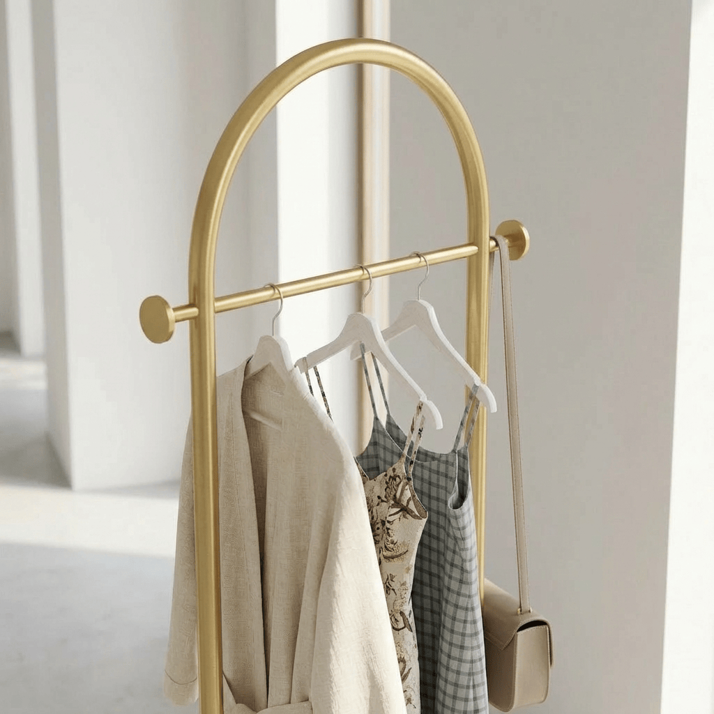 Porte Manteau sur Pied Courbé or