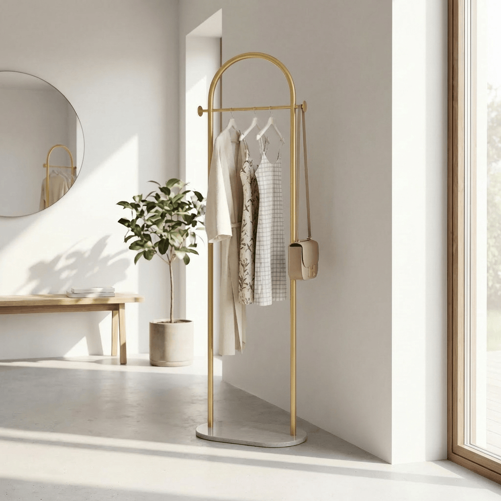 Porte Manteau sur Pied Courbé or