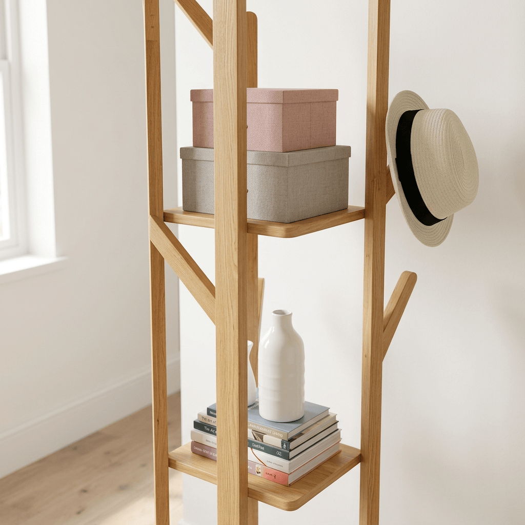 Porte Manteau sur Pied Entrée bois claire