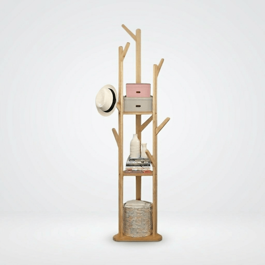 Porte Manteau sur Pied Entrée bois claire