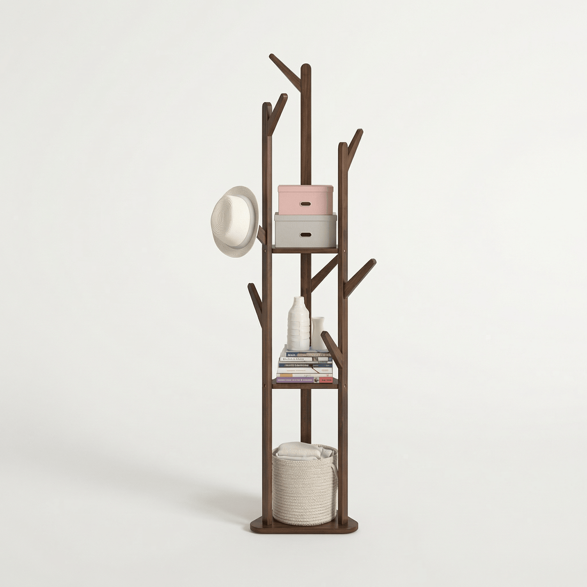 Porte Manteau sur Pied Entrée bois foncé