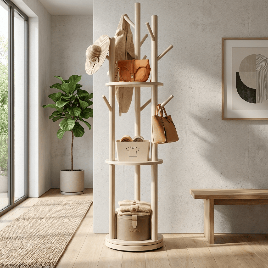 Porte Manteau sur Pied Entrée Grande Branche blanc