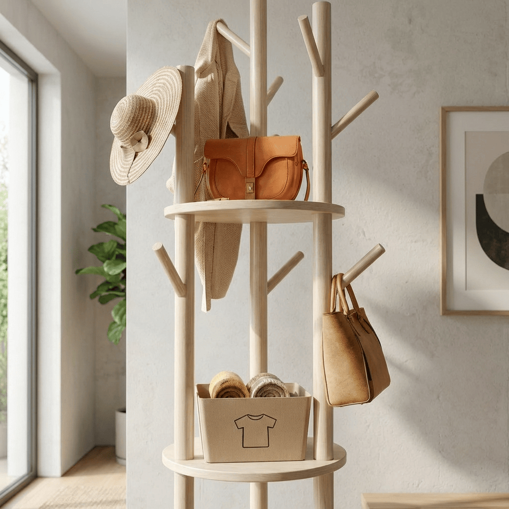 Porte Manteau sur Pied Entrée Grande Branche blanc