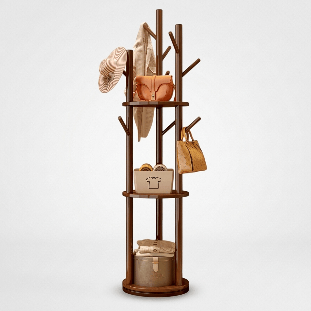 Porte Manteau sur Pied Entrée Grande Branche bois foncé