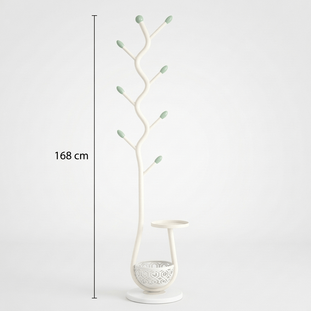 Porte Manteau sur Pied Rangement bas blanc