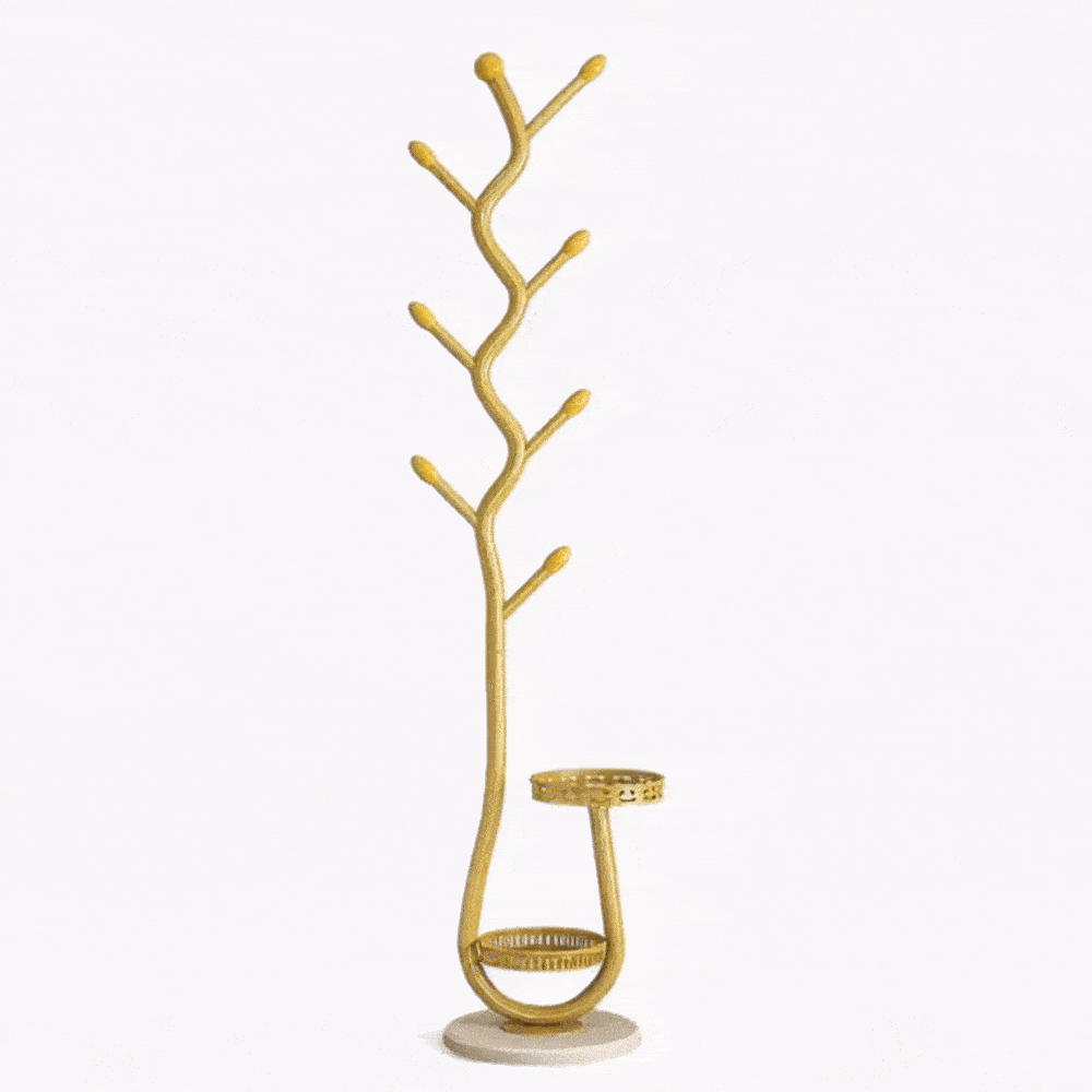 Porte Manteau sur Pied Rangement bas dorée