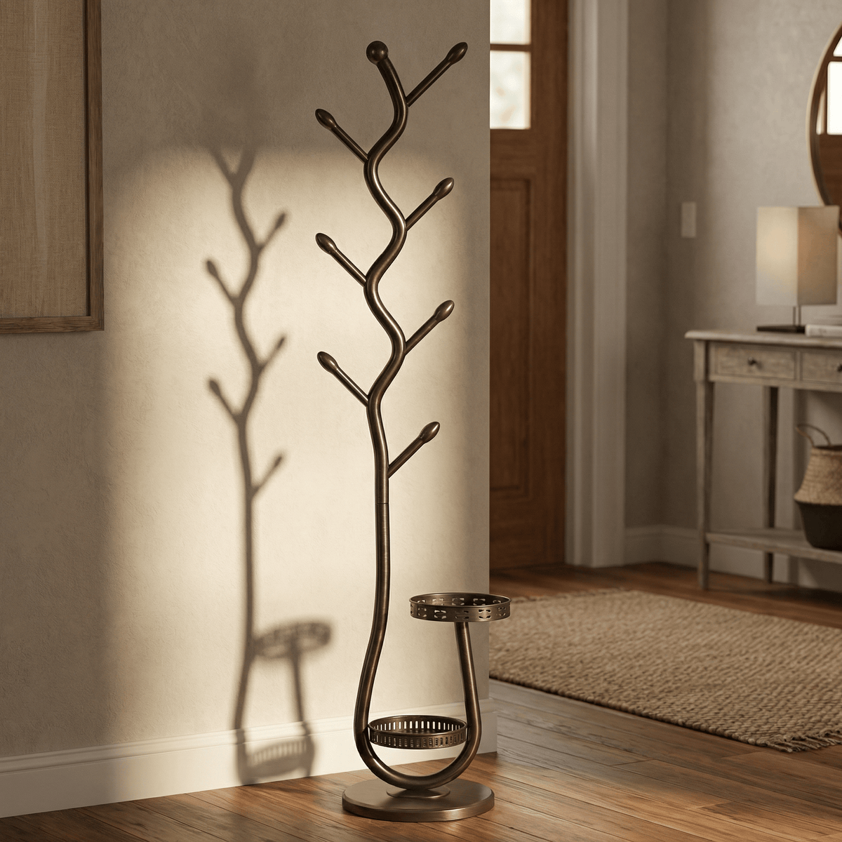 Porte Manteau sur Pied Rangement bas noir